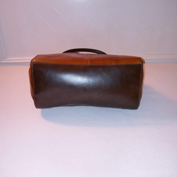 Tignanello Dark Brown/Rust Framed Leather Satchel with Matching Key Chain - Picture 5 of 14